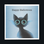 Halloween Big Eyes Black Blue Evil Cat Napkins<br><div class="desc">Halloween Big Eyes Black Blue Evil Cat Napkins. Easy to be customized to your preference. Great for parties and celebrations. Matching items available. Happy Halloween.</div>