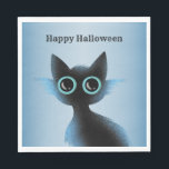 Halloween Big Eyes Black Blue Evil Cat Napkins<br><div class="desc">Halloween Big Eyes Black Blue Evil Cat Napkins. Easy to be customized to your preference. Great for parties and celebrations. Matching items available. Happy Halloween.</div>