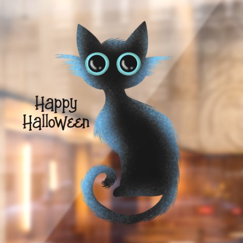 Halloween Big Eyes Black Blue Evil Cat Window Cling