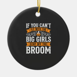 Halloween Big Girls Broom Witch Design_1 Ceramic Ornament