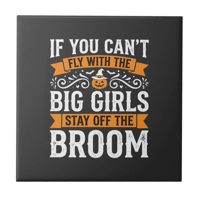 Halloween Big Girls Broom Witch Design_1 Ceramic Tile (Front)