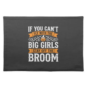 Halloween Big Girls Broom Witch Design_1 Cloth Placemat