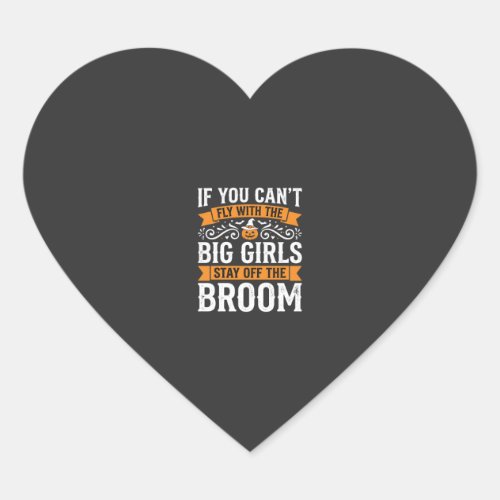Halloween Big Girls Broom Witch Design_1 Heart Sticker