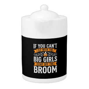 Halloween Big Girls Broom Witch Design_1 Teapot
