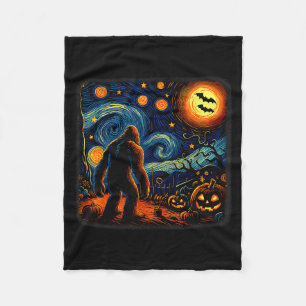 Halloween Bigfoot Starry Night Van Gogh Sasquatch Fleece Blanket
