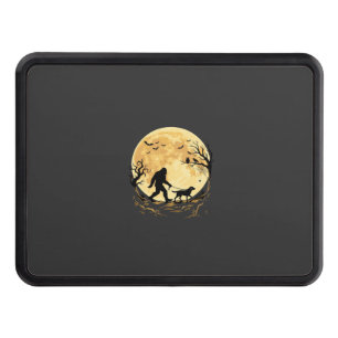 Halloween Bigfoot Walking Labrador Under Full Moon Hitch Cover