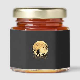Halloween Bigfoot Walking Labrador Under Full Moon Honey Jar Favors