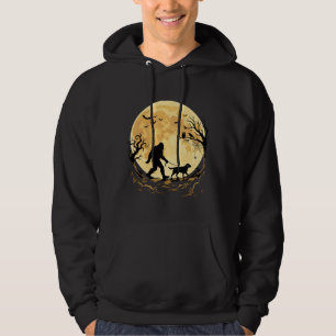 Halloween Bigfoot Walking Labrador Under Full Moon Hoodie