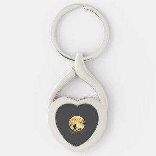 Halloween Bigfoot Walking Labrador Under Full Moon Keychain