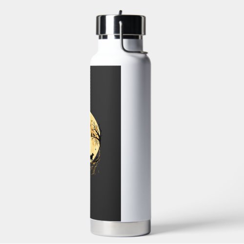Halloween Bigfoot Walking Labrador Under Full Moon Water Bottle