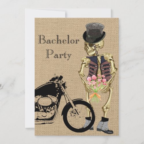 Halloween Biker Skeleton Bachelor Party Invitation
