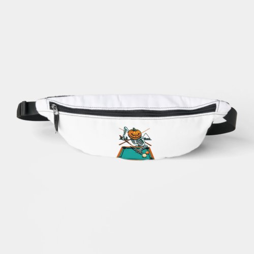 Halloween Billiards Pumpkin Skeleton Pool Fanny Pack