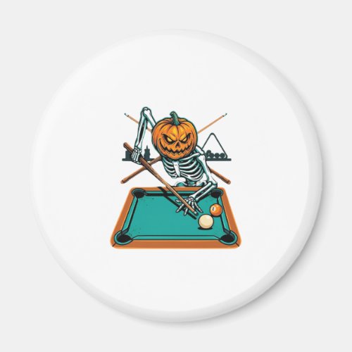 Halloween Billiards Pumpkin Skeleton Pool Magnet