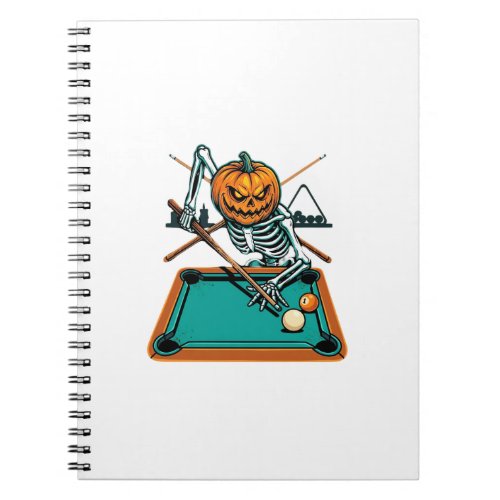 Halloween Billiards Pumpkin Skeleton Pool Notebook