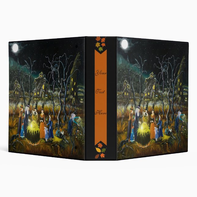 Halloween binder, witches around cauldron 3 ring binder (Background)