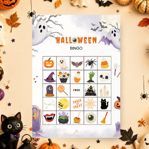 Halloween Bingo Game Spooky Party Activity Invitation