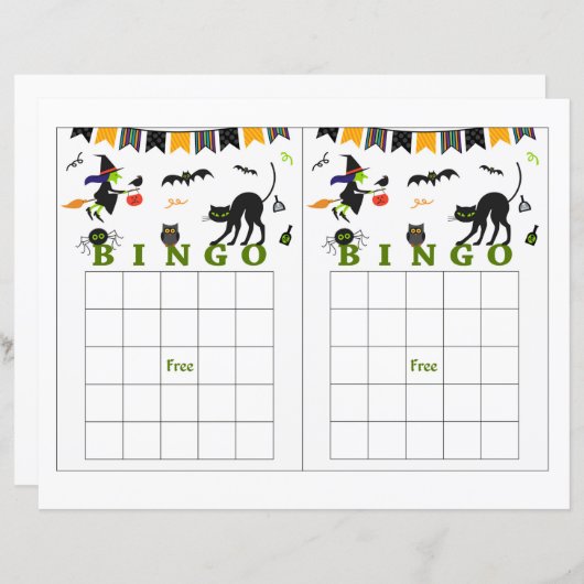 Halloween bingo,halloween witch,bat (Front/Back)