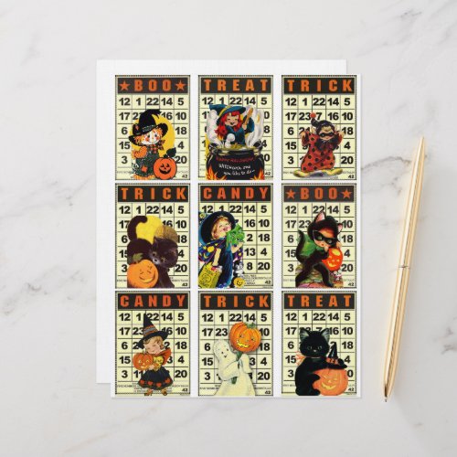 Halloween Bingo Pocket Cards Clipart Sheet