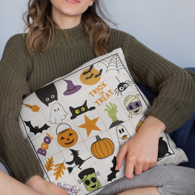 Halloween Bingo  Throw Pillow (This item is for display purposes only to illustrate the design element.)