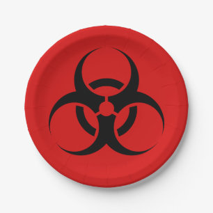 Halloween Biohazard Symbol Red & Black 7" Paper Plates