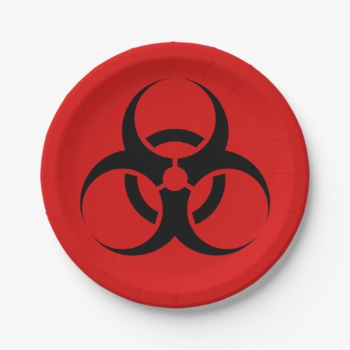 Halloween Biohazard Symbol Red  Black 7 Paper Plates
