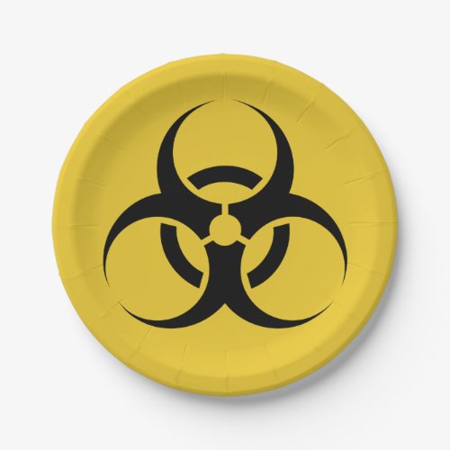 Halloween Biohazard Symbol Yellow  Black 7 Paper Plates