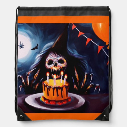 Halloween _ Birthday 4 Drawstring Bag