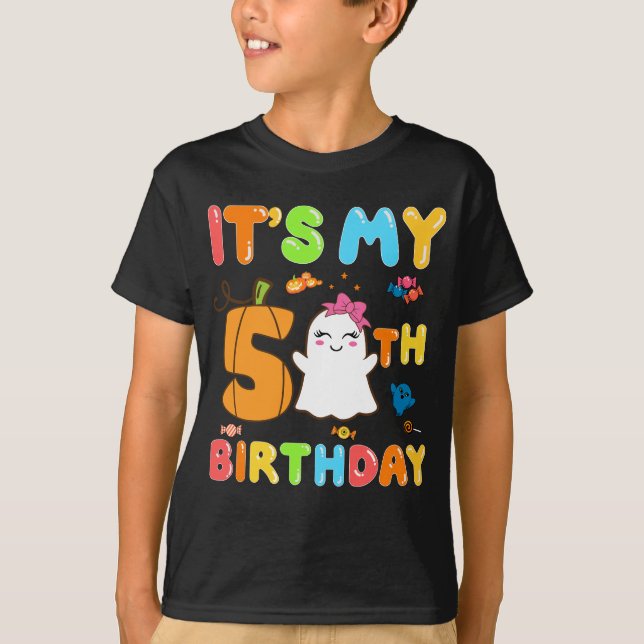 Halloween Birthday 5th Birthday It's My 5th Bday T-Shirt (Front)