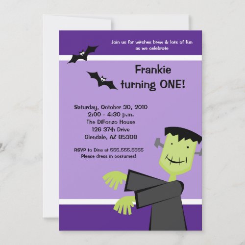 Halloween Birthday 5x7 Frankenstein Party Invite