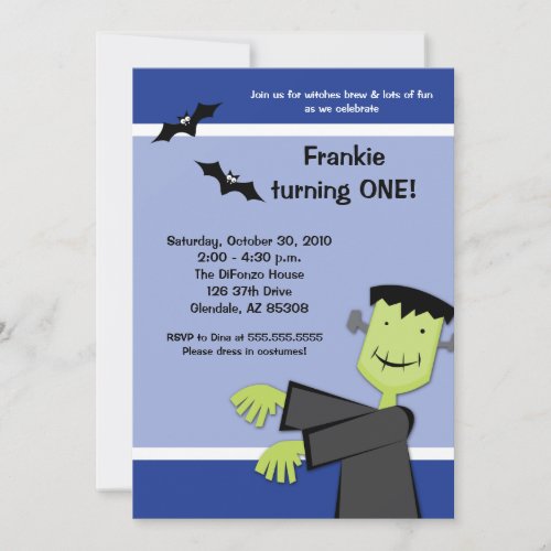 Halloween Birthday 5x7 Frankenstein Party Invite