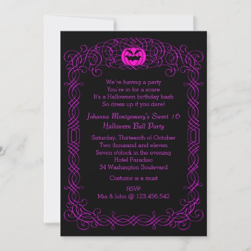 Halloween Birthday Ball Costume Party Invitation