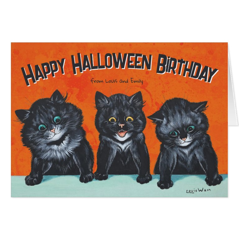 Halloween birthday Black cats L. Wain CC1283 card