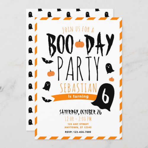 Halloween Birthday Boo_Day Ghosts and Bats Invitation