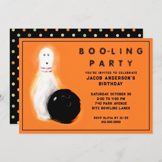 Halloween Birthday Bowling Party Invitations (Front/Back)