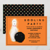 Halloween Birthday Bowling Party Invitations
