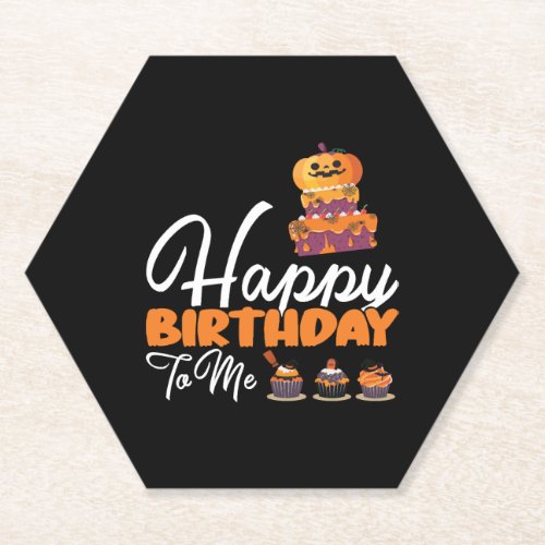 Halloween Birthday Cake Happy Birthday To Me Paper Coaster