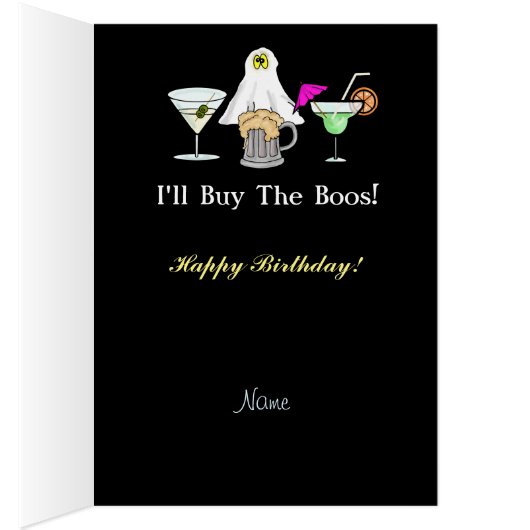 Halloween Birthday Card with Ghost and Booze (Inside (Right))