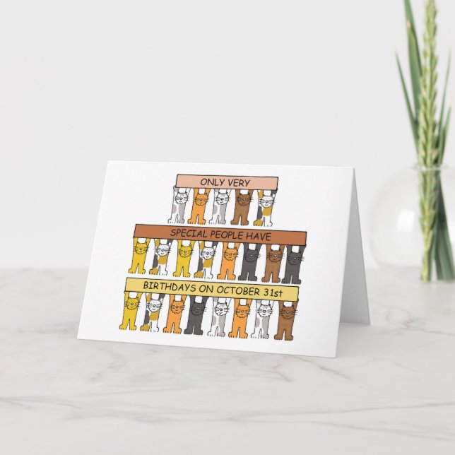 Halloween Birthday Cartoon Cats Card (Front)