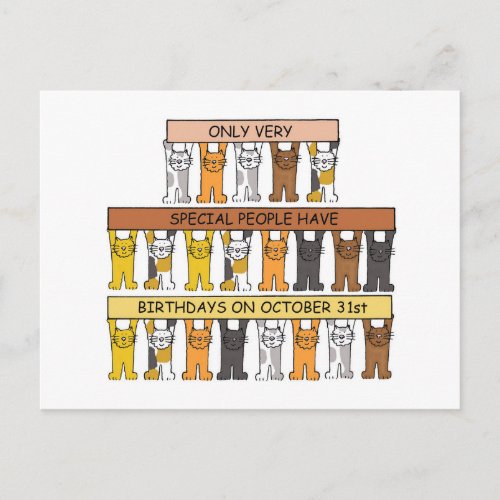 Halloween Birthday Cartoon Cats Postcard