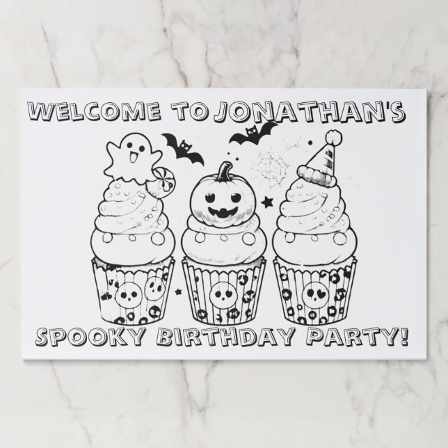 Halloween Birthday Coloring Paper Pad – Spooky Par (Front)