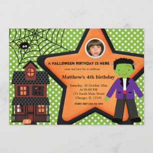 Halloween Birthday Costume (Green) Invitation