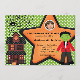 Halloween Birthday Costume (Green) Invitation