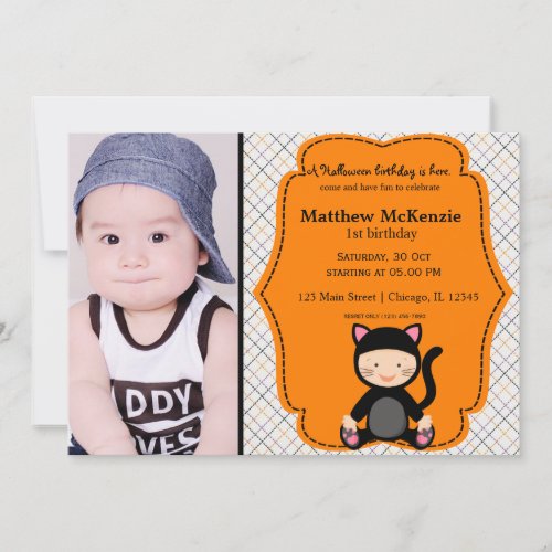 Halloween birthday costume personalized announcements