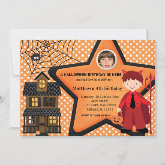 Halloween Birthday Costume (Orange) Invitation