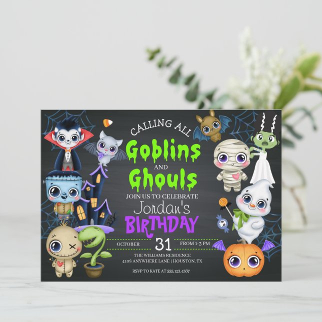 Halloween Birthday Costume Party Invitation (Standing Front)