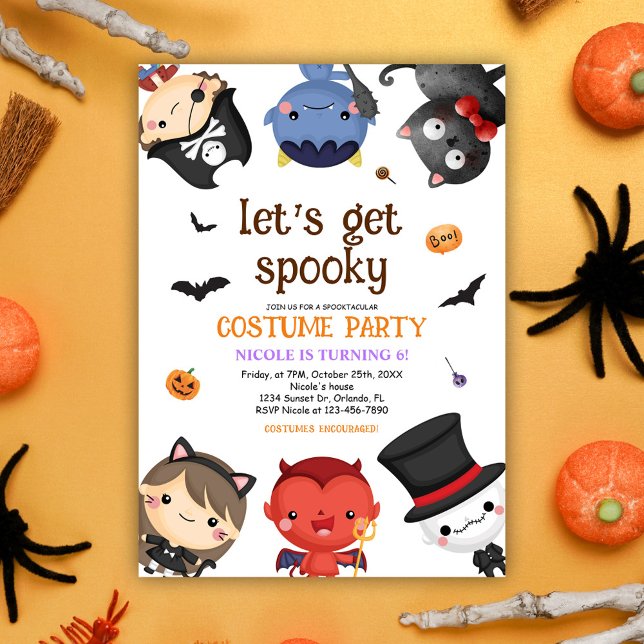 Halloween Birthday Costume Party Kids Funny Cute Invitation (Halloween Cute Birthday Costume Party Invitation)