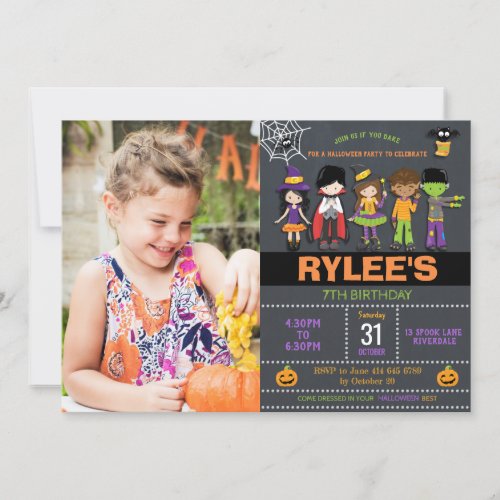 Halloween Birthday Costume Party Photo Invitation