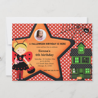 Halloween Birthday Costume (Red) Invitation