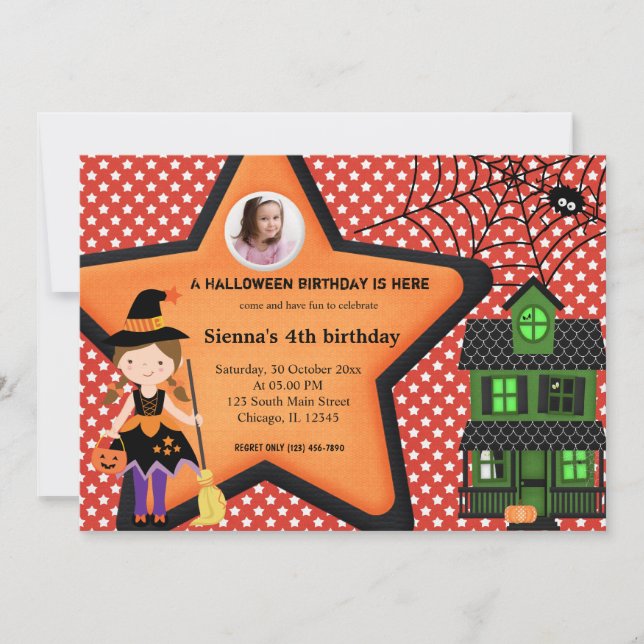 Halloween Birthday Costume (Red) Invitation (Front)