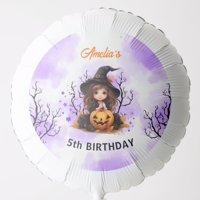Halloween Birthday Cute Little Witch Balloon (Front)